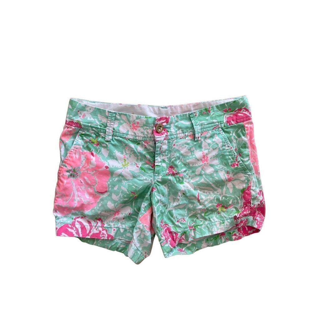Lilly Pulitzer Women’s Mint Green & Pink Floral Print The Callahan Shorts Size 2